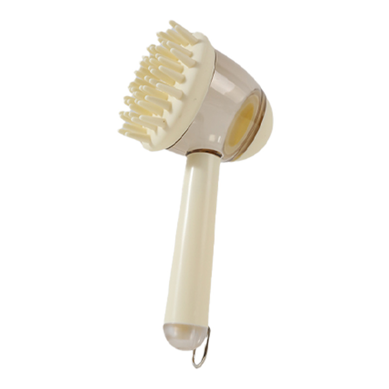 Beige long-handled pet bath brush