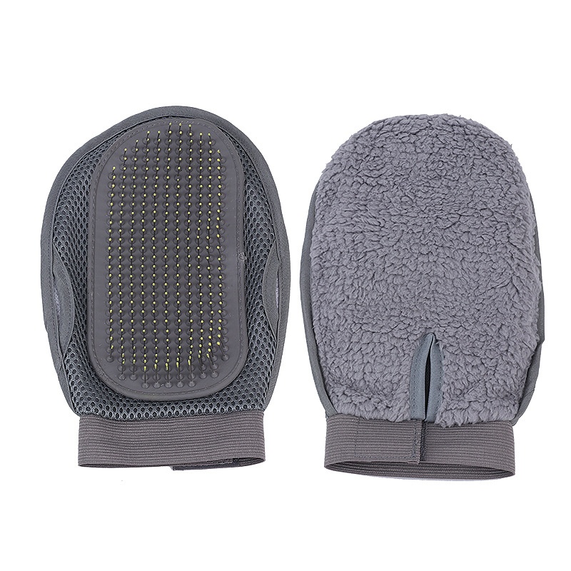 Grey grooming glove, front and back