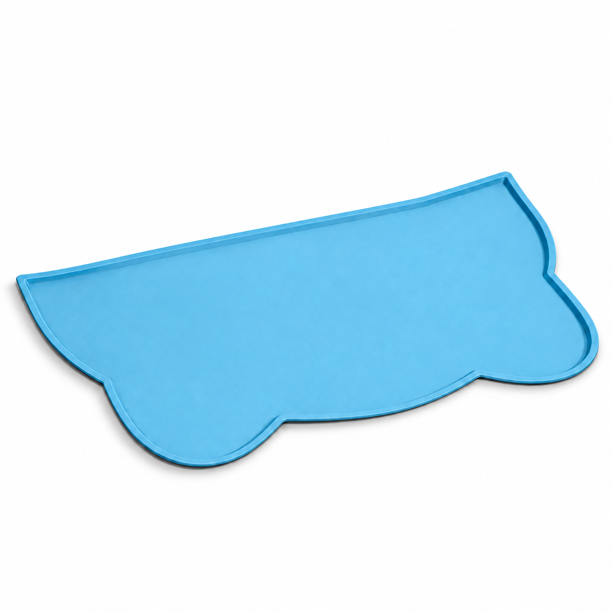 Blue cat-shaped feeding mat