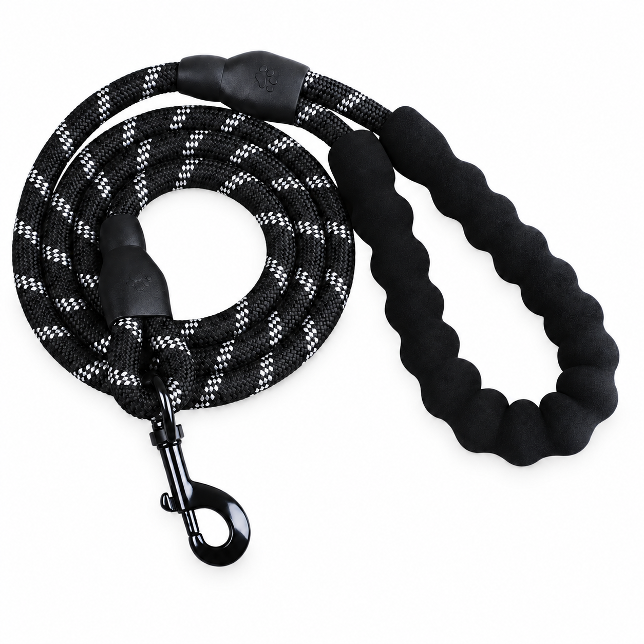 Black rope dog lead with padded handle